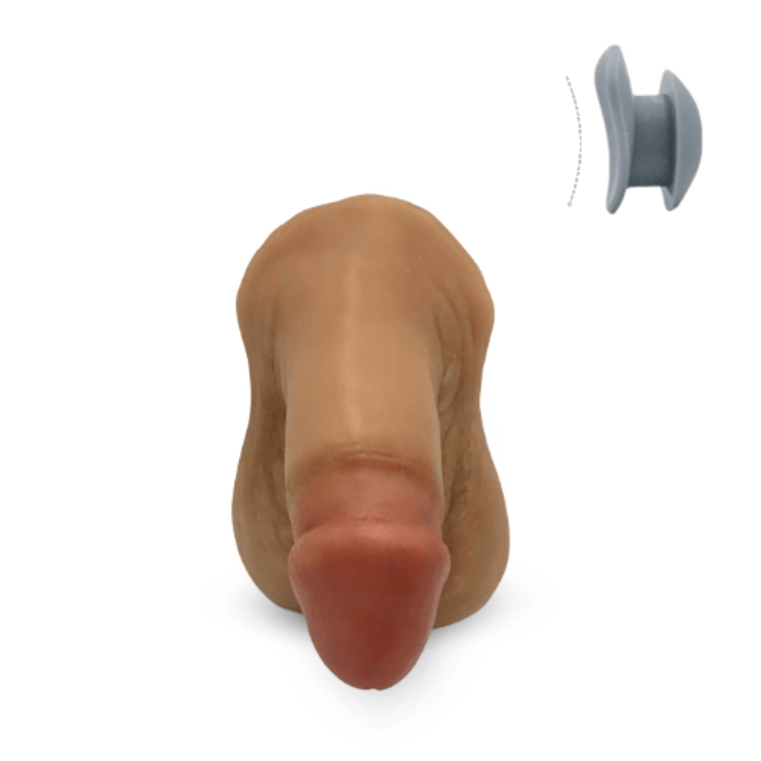 FTM向けエピテーゼ「Toren Round」露茎タイプ コンパクトサイズ(白め)正面 - Circumcised FTM prosthetics, compact  size, fair skin tone, front view
