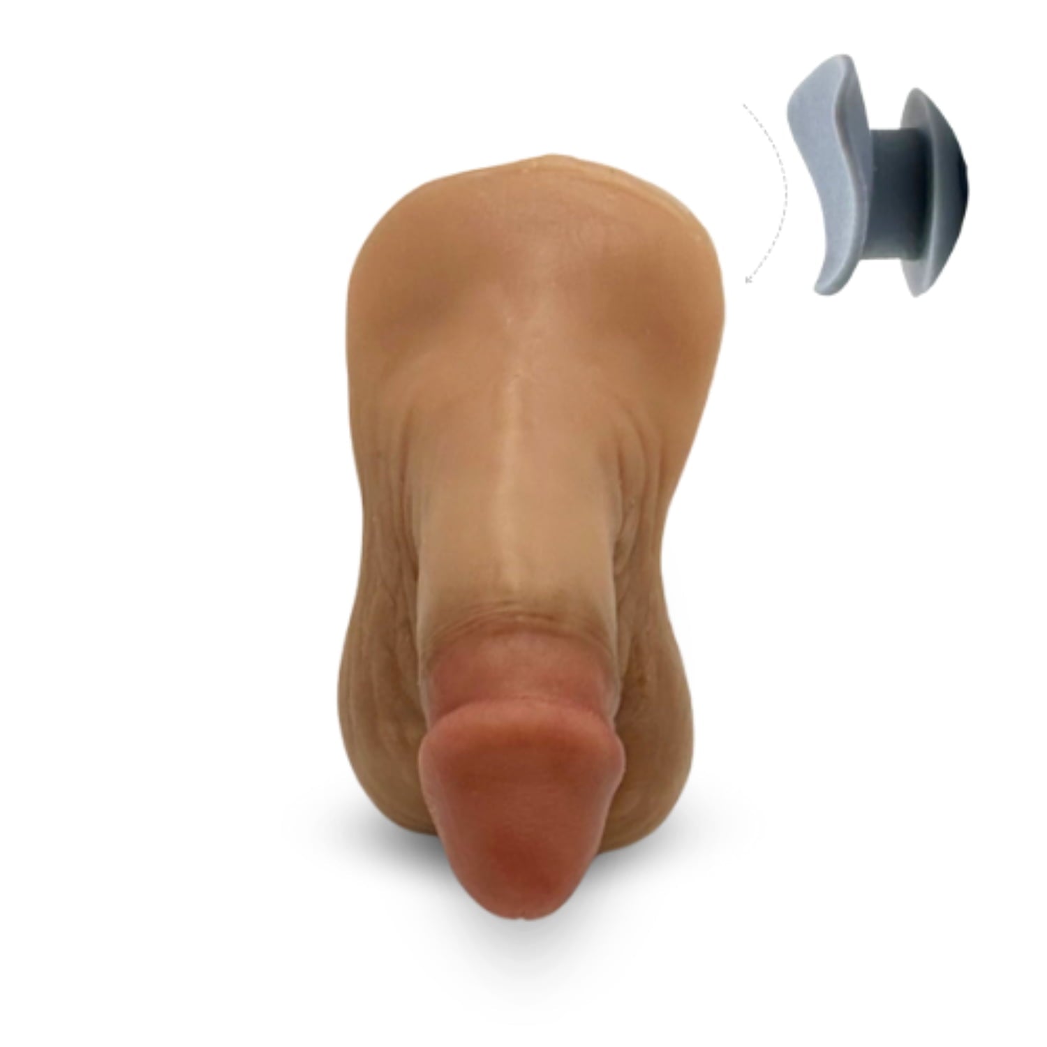 FTM向けエピテーゼ「Toren Round」露茎タイプ レギュラーサイズ(白め)正面 - Circumcised FTM prosthetics, regular size, fair skin tone, front view