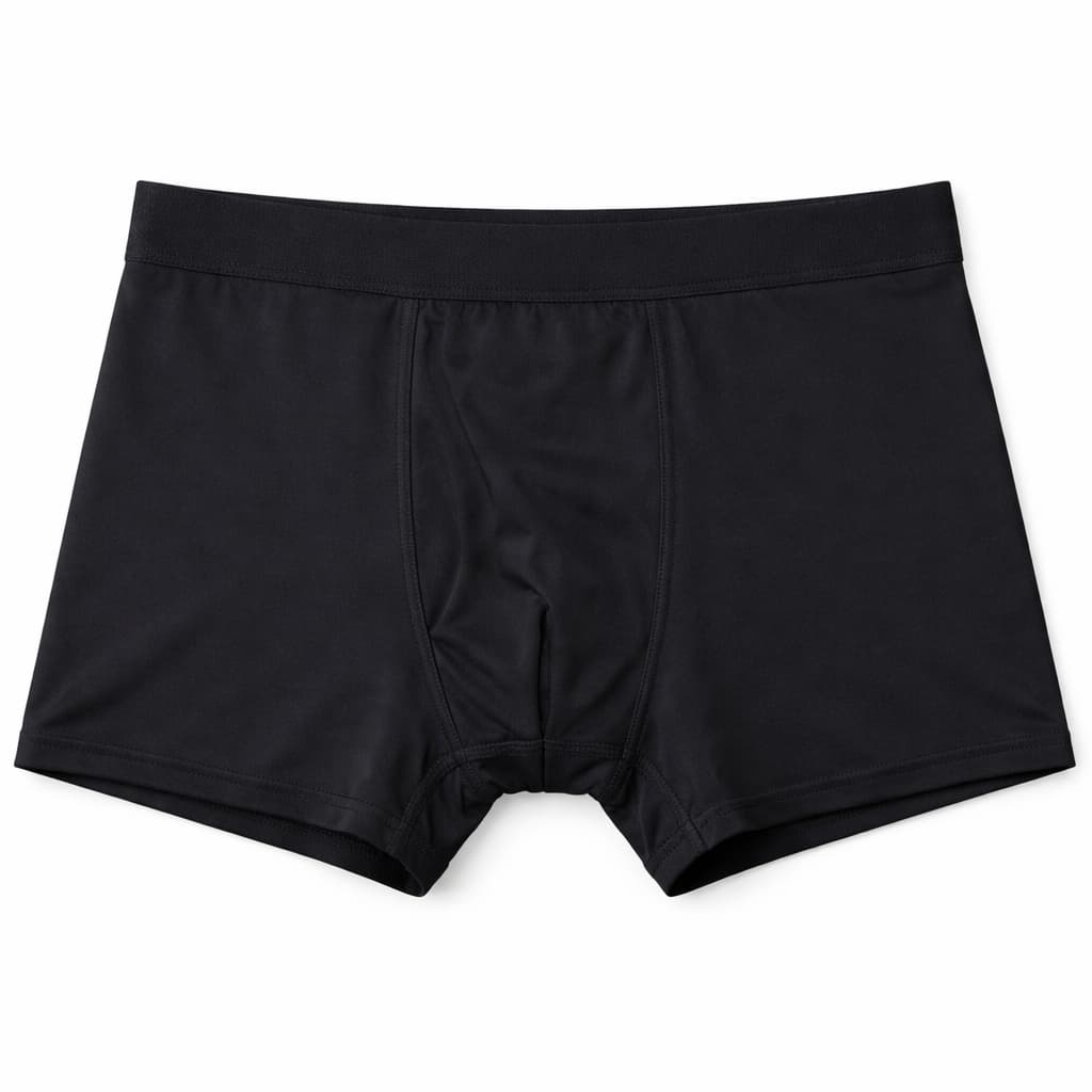 FTM向け前閉じボクサーパンツ ジェットブラック（前面） - FTM Boxer Briefs Jet Black (Front Closed)