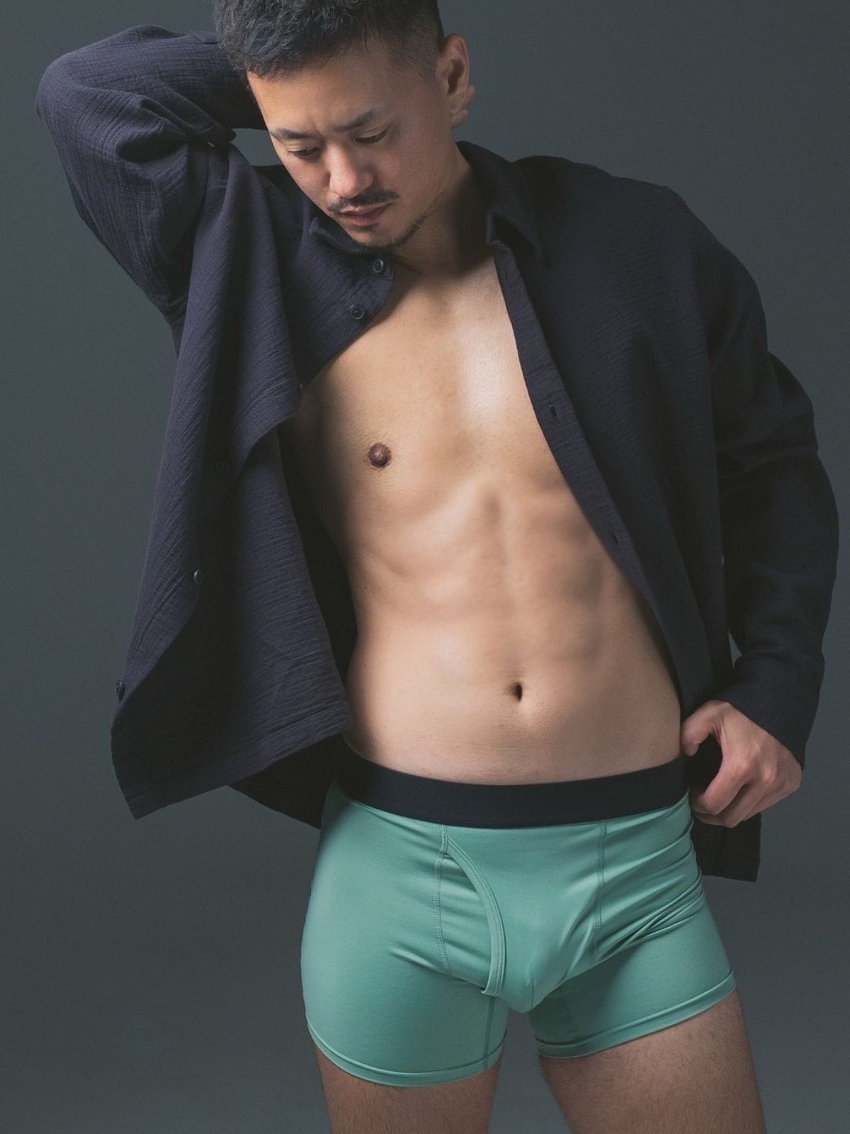 FTM向けボクサーパンツ スモークグリーン（モバイル版） - FTM Boxer Briefs Smoke Green (Mobile Version)