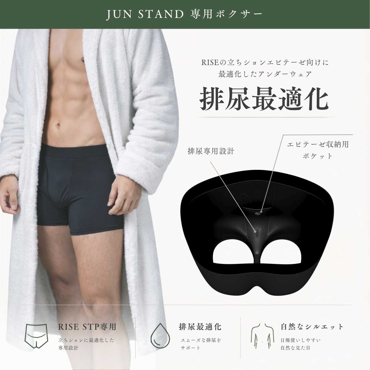 JUN STAND専用FTMボクサーパンツ（RISE STP専用設計）｜Jet Black